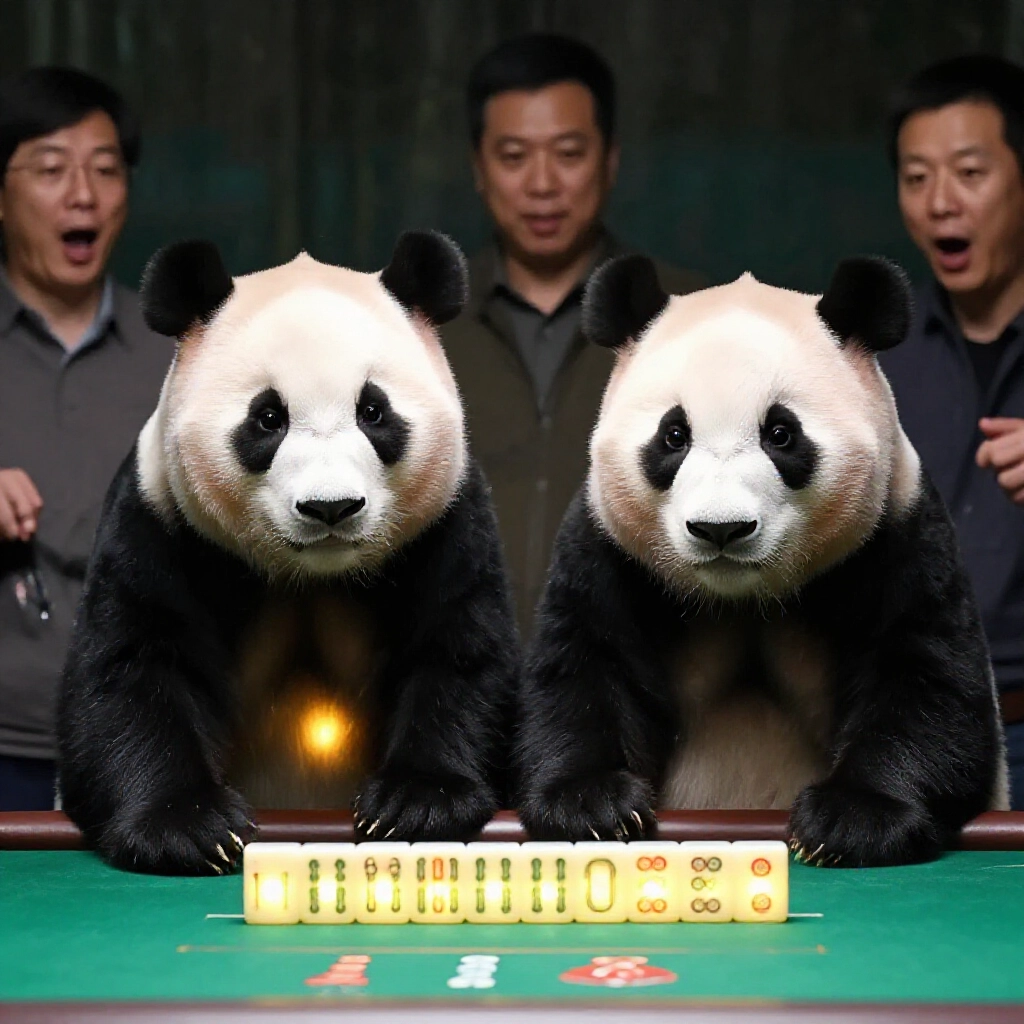 至尊寶組合丁三與二四牌並排綠呢桌上，玩家興奮湊近，燈光強調點數與競爭氛圍