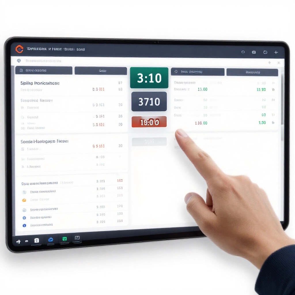 betting interface showing split handicap odds with score graphs and team analysis tools