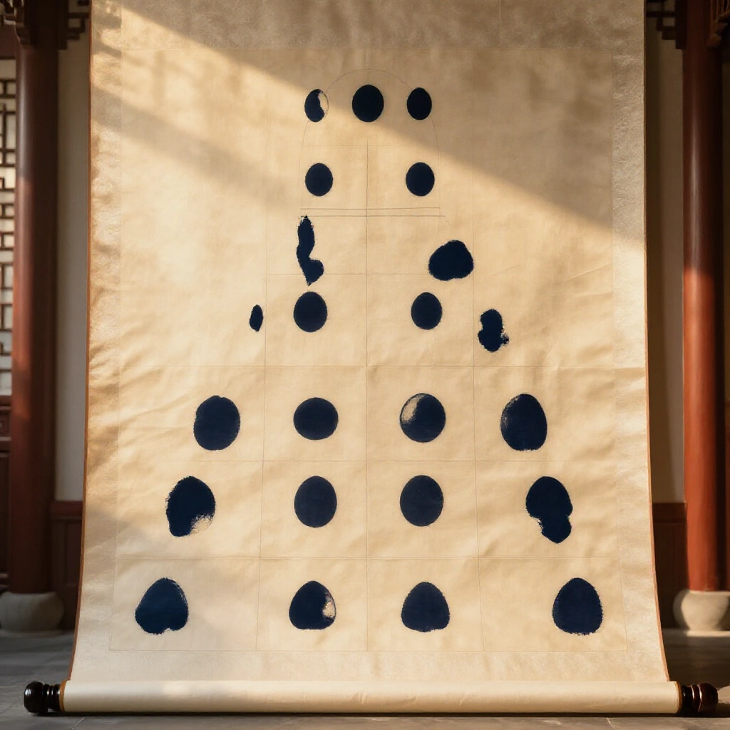 文子牌階級展示，從天牌十二點到和牌四點，對稱排列在絲綢背景，沐浴金色陽光