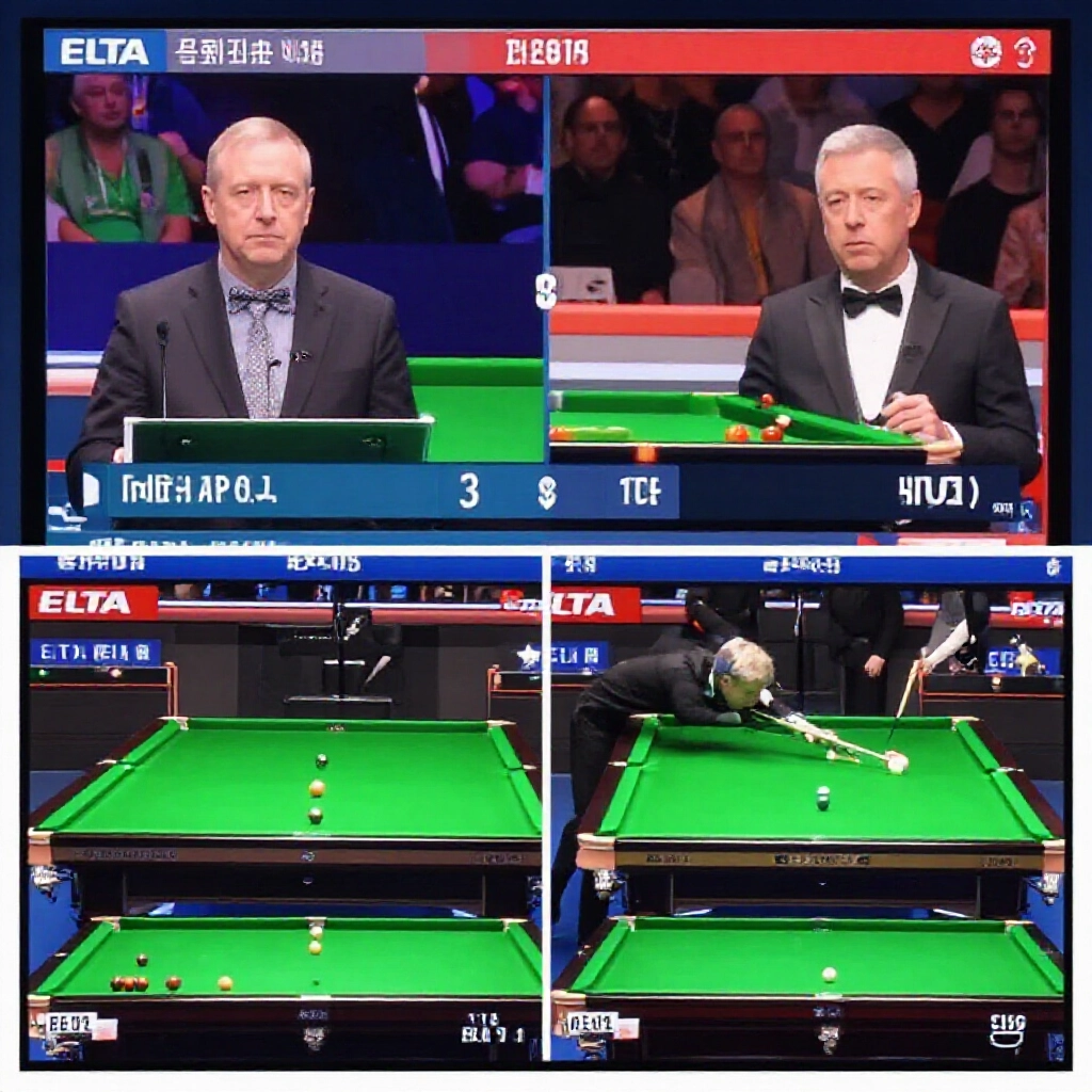 highdefinition snooker broadcast interface from Taiwanese ELTA sports channel showing multiple live tables with expert commentary stable stream quality