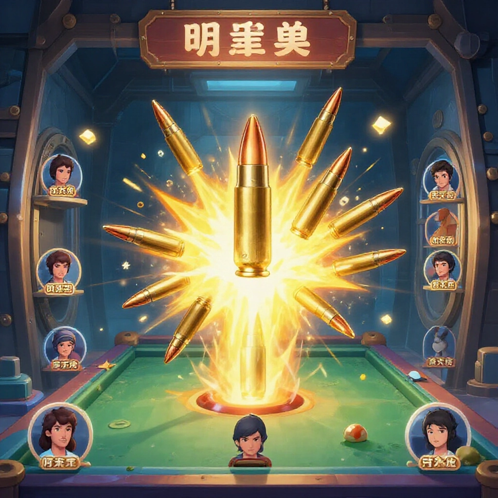 明星三缺一捕魚遊戲畫面,黃金彈頭爆炸,高價資產在玩家頭像間秘密贈送