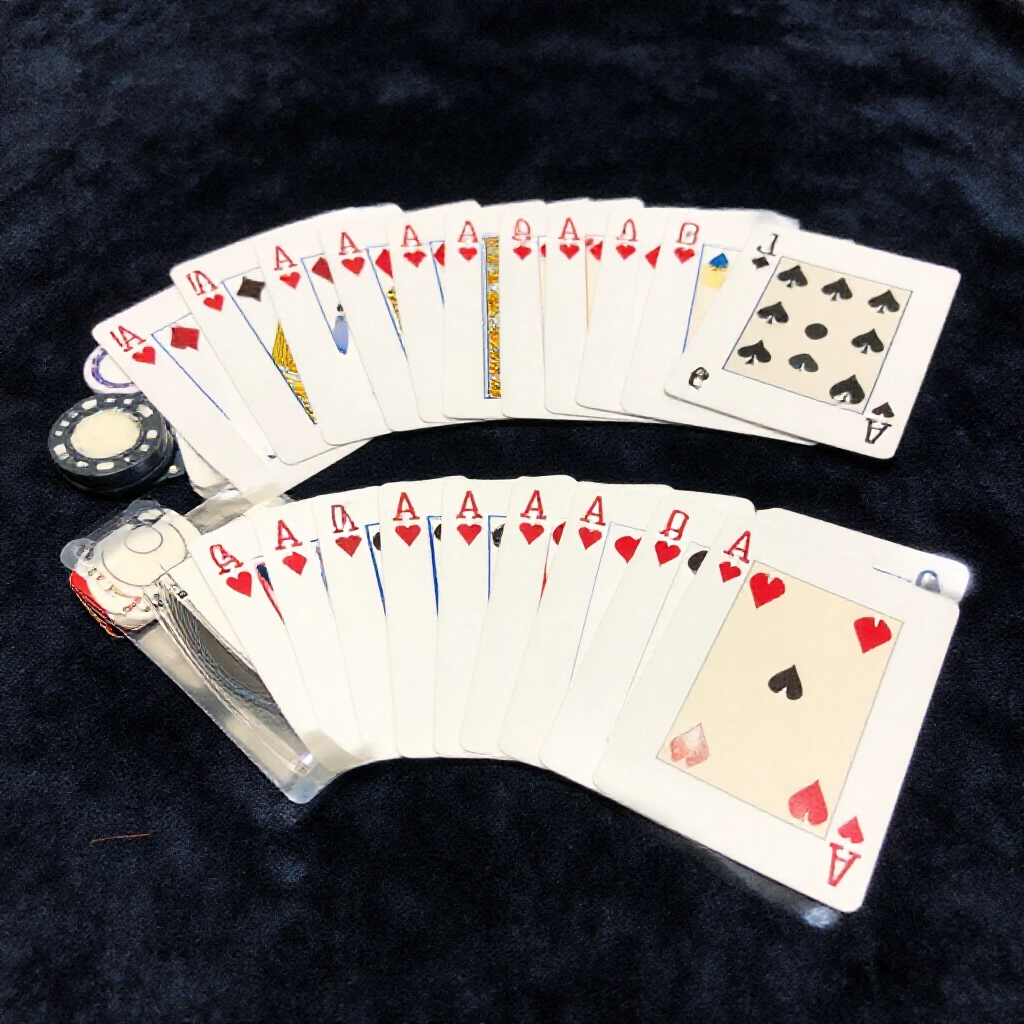 Colorful Big Two card hands showing straight flush four of a kind full house flush and straight ranked strongest to weakest on velvet tablecloth detailed suits