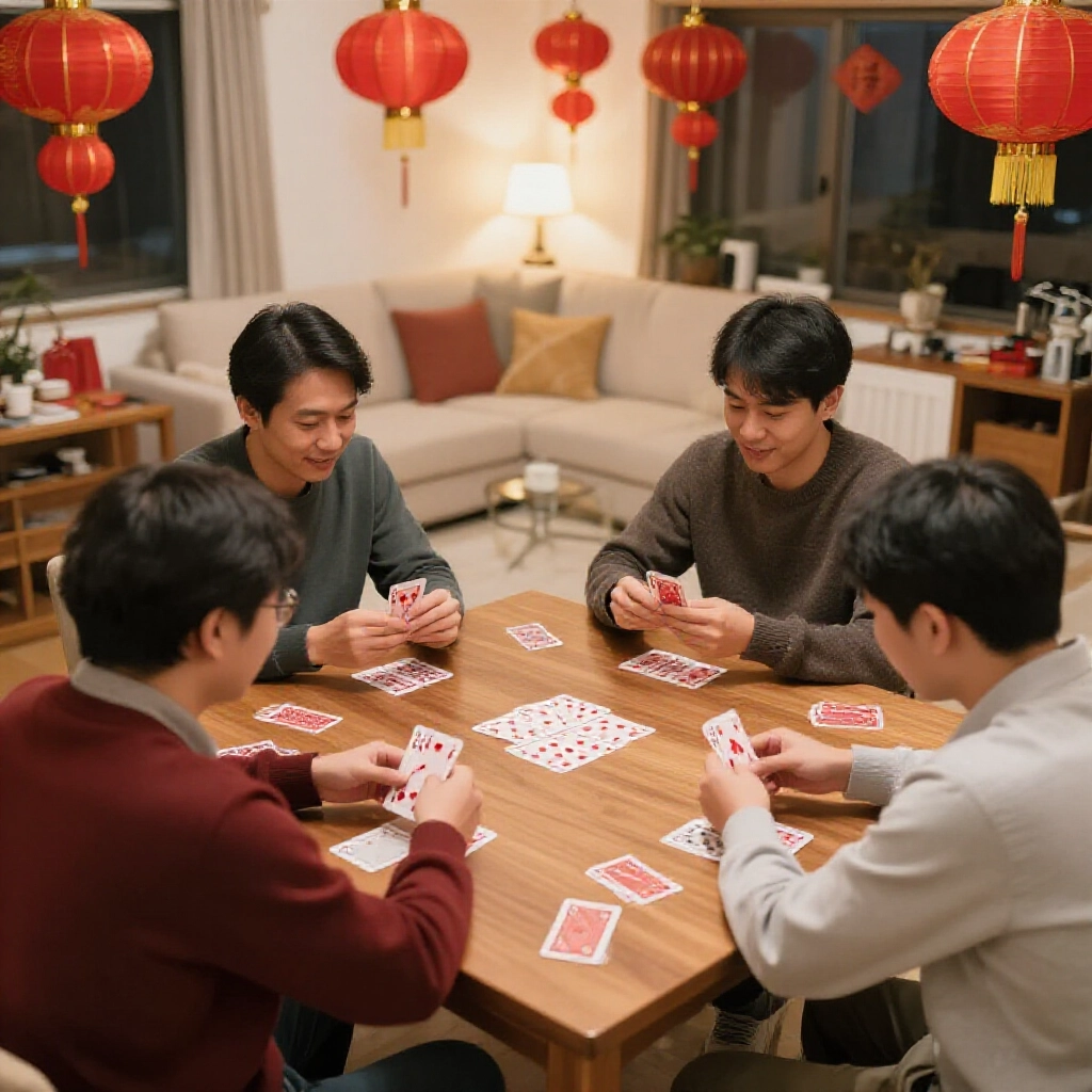 台灣玩家過年圍桌玩大老二的熱鬧氛圍