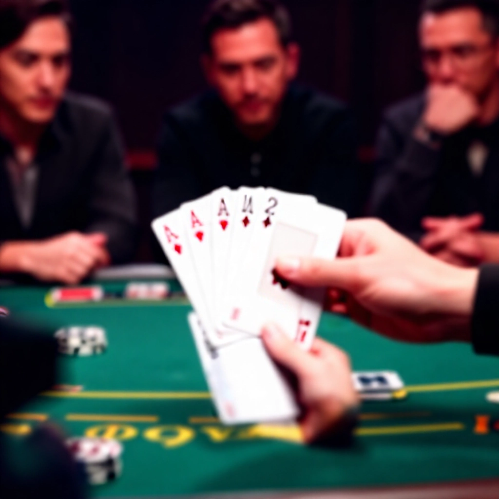 激烈近拍：Blackjack對五張牌對決，莊家揭開五張牌，玩家秀出兩張21點，戲劇性燈光聚焦牌面，多樣亞洲玩家滿懷期待